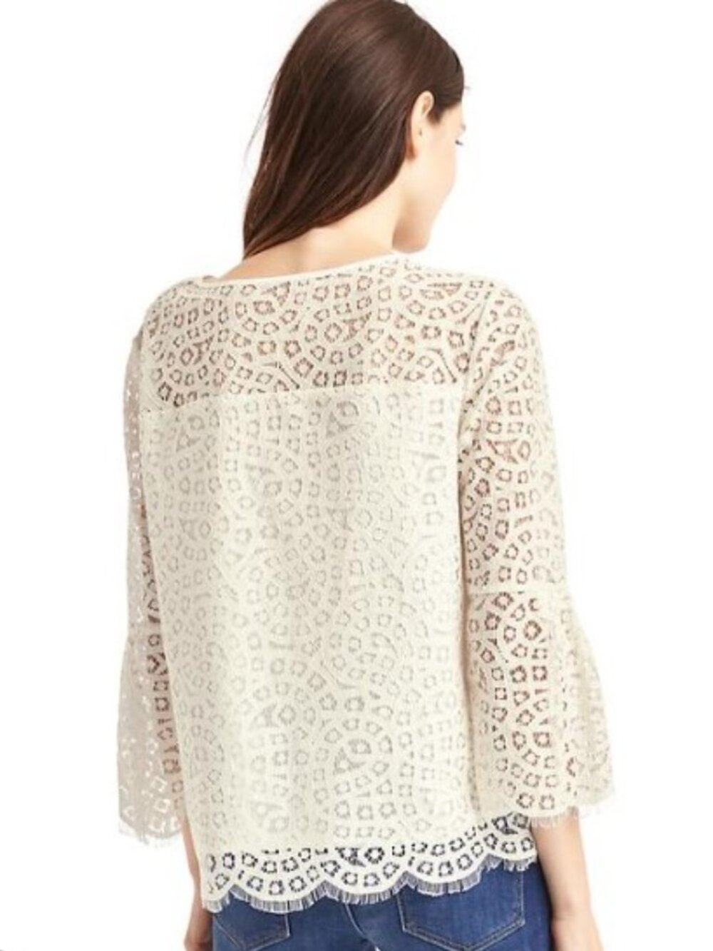 NWT Gap Crochet Lace 3/4 bell sleeve top. M
